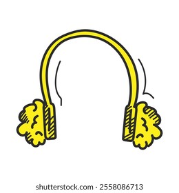 Ear warmers doodle icon vector isolated. Illustration of a winter clothing. Fluffy ear muff.