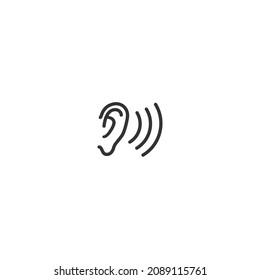 ear wave line icon, outline vector sign, pixel perfect icon