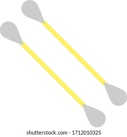 Ohrwachsputz, handgehaltener Kunststoff, Kurzstab-Vektorillustration, Farbsymbol, Cotton-Wabenkonzept, Bodys-Reinheitswerkzeug auf weißem Hintergrund,  