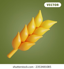 Juego de iconos vectoriales 3D del oído del trigo, sobre un fondo verde