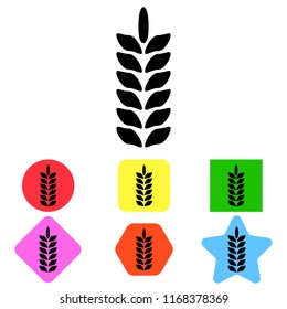 Ear of wheat icons, black color on white background, vector