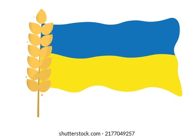Weizenähren einzeln auf ukrainischem Hintergrund. Blau und Gelb. Lebensmittelgetreide Vektor flache Illustration.