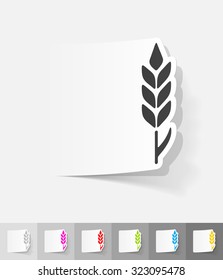 ear of wheat paper sticker with shadow. Vector illustration