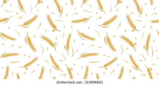 Ear of wheat seamless pattern. Bakery or bread background