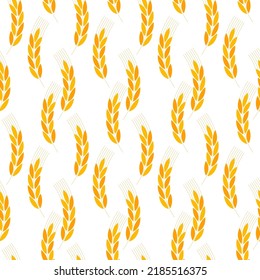 An ear of wheat seamless pattern. Harvest wheat grain. Template organic wheat, bread agriculture and natural eat. Design for print on fabric, wrapping paper, packaging. Vector illustration