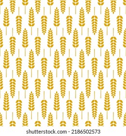 An ear of wheat seamless pattern. Harvest wheat grain. Template organic wheat, bread agriculture and natural eat. Design for print on fabric, wrapping paper, packaging. Vector illustration