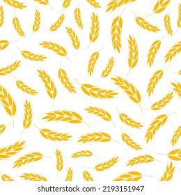 An ear of wheat seamless pattern. Harvest wheat grain. Template organic wheat, bread agriculture and natural eat. Design for print on fabric, wrapping paper, packaging. Vector illustration