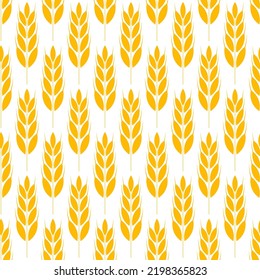 An ear of wheat seamless pattern. Harvest wheat grain. Template organic wheat, bread agriculture and natural eat. Design for print on fabric, wrapping paper, packaging. Vector illustration