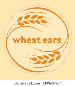Ear of wheat vector icon. Two ears of wheat inscribed in a circle. Wheat logo vector