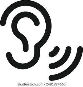 Ear with whisper lines icon. Flat style trend modern lineart logotype graphic art design isolated on white background