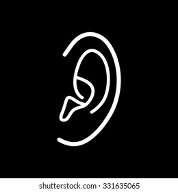 Ear - white vector icon