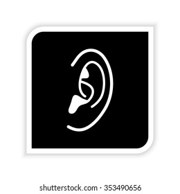 Ear -  white vector icon