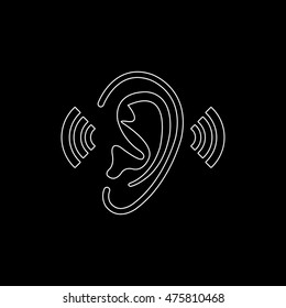 Ear  - white vector icon