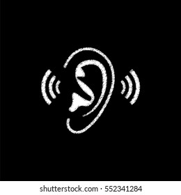 Ear - white  vector icon