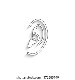 Ear - white vector icon  with shadow
