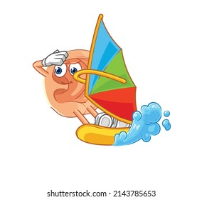 ear windsurfing character. mascot vector
