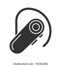 Ear wireless headset glyph icon. Silhouette symbol. Negative space. Vector isolated illustration