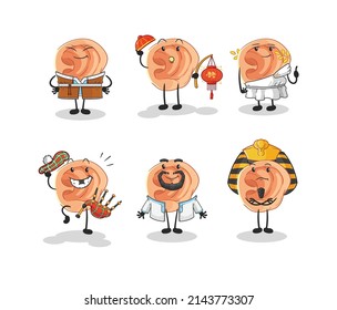 ear world culture group. cartoon mascot vector