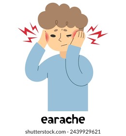 earache 1 cute on a white background, vector illustration.