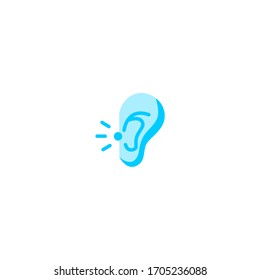 earache icon. simple, flat, blue. medical and health icon. 