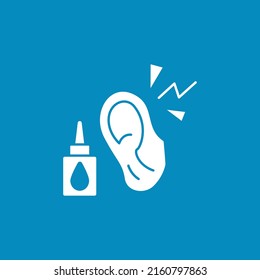 Earache line icon. Treatment ear due to cold, flu with heavy pain. Infections. Healthcare. Influenza concept. Filled flat sign. Isolated silhouette vector illustration
