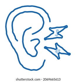 Earache sketch icon vector. Hand drawn blue doodle line art Earache sign. isolated symbol illustration