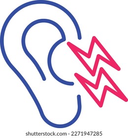 Icono de la línea delgada de Earache. Ilustración vectorial moderna de la otitis.
