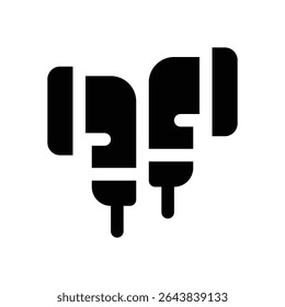 ícone de glifo de earbud. Ícone vetorial forte e sólido para sites, interfaces móveis, apresentações e marca visual. Alta qualidade e fácil de editar.