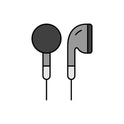 Ear-bud headphone color vector grayscale icon. Graph symbol for music and sound web site and apps design, logo, app, UI