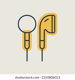 Ear-bud headphone vector icon. Graph symbol for music and sound web site and apps design, logo, app, UI