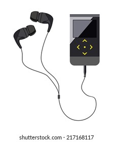 Earbud headphones with the player on isolated background