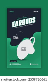 Earbud venda modelo de história de mídia social e Black Friday e Cyber Monday oferta exclusiva on-line post banner design