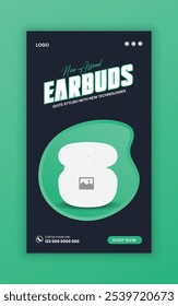 Earbud venda modelo de história de mídia social e Black Friday e Cyber Monday oferta exclusiva on-line post banner design