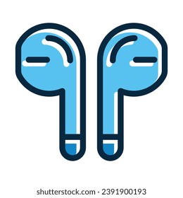 Earbud Vector Thick Line Filled Colors Icon For Personal And Commercial Use.
