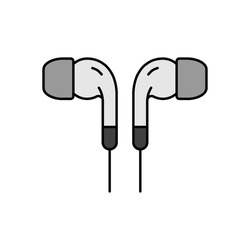 Earbuds headphone color vector grayscale icon. Music sign. Graph symbol for music and sound web site and apps design, logo, app, UI