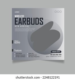 Earbuds headphone social media post template