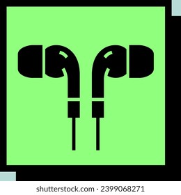 Earbuds headphone vector neo-brutalism icon. Music sign. Graph symbol for music and sound web site and apps design, logo, app, UI