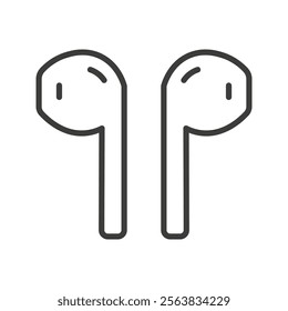 Earbuds Icon Depicting Wireless Audio Devices in Black and White