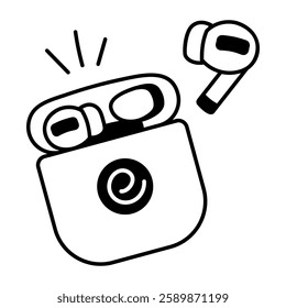 Earbuds icon in hand drawn style 
