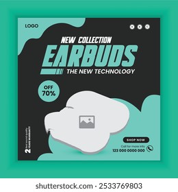 Faixa de Venda de Oferta Especial Earbuds para Modelo de Postagem de Mídia Social