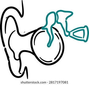 Eardrum Medical Icon Vector Outline Hand-Drawn Hearing Anatomy Symbol