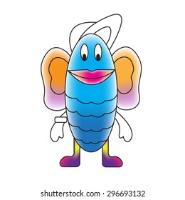 Eared character outline vector illustration