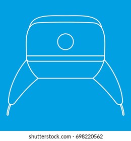 Earflap hat icon blue outline style isolated vector illustration. Thin line sign