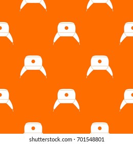 Earflap hat pattern repeat seamless in orange color for any design. Vector geometric illustration