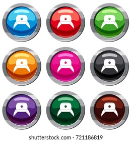 Earflap hat set icon isolated on white. 9 icon collection vector illustration