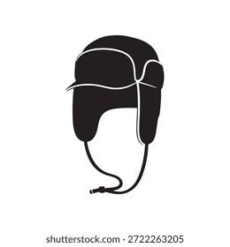 Earflap silhouette vector flat illustration design on white background