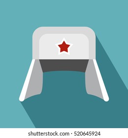 Earflaps Russian hat icon. Flat illustration of hat vector icon for web design