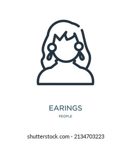 earings thin line icon. ear, nose linear icons from people concept isolated outline sign. Vector illustration symbol element for web design and apps.