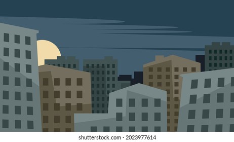 Earlier morning. The sun rises over the sleeping city. Vector image for prints, poster and illustrations.