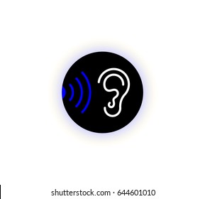 Ear-listening Flat line icon